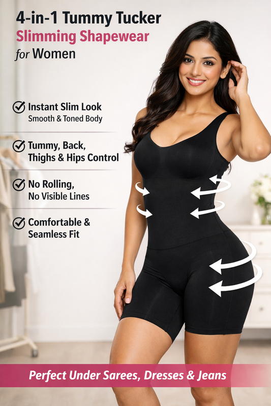4-in-1 Tummy Tucker Slimming Shapewear for Women, Seamless Body Shaper (Black)